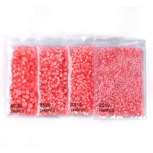 Blinginbox Flatback Rhinestones Round Gems, 1440pcs Luminous Series Glass Stones Neon Gems Non Hotfix Crystal Rhinestones for Nail Charms Crafts Clothes Tumblers,Living Coral Neon,SS20.