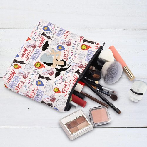 G2TUP Singer Album Cosmetic Makeup Bag Gray Music Fans Gift Singer Album Lyrics Zipper Pouch Bag Singer Concert Tour Merch (Wish You Were MG)