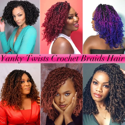 Unionbeauty Pre-looped Yanky Twists Crochet Braids Hair 12 Inch 8 PCS Copper Red Bohemian Pre-twisted Micro Passion Twist Hair Ginger Spring Twist with Bouncy Synthetic Crochet Hair Extensions 1B/350#