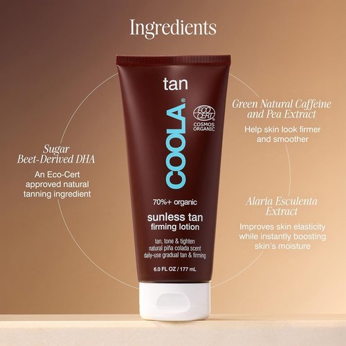 COOLA Organic Self Tanner Lotion - Firming Anti-Aging Formula, Vegan Piña Colada, 6 Fl Oz