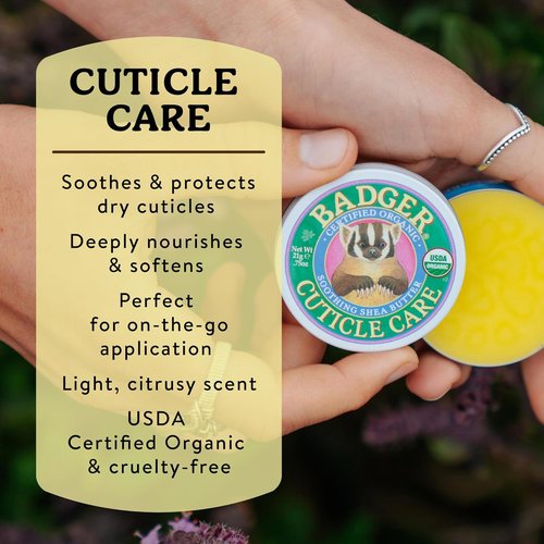Badger Cuticle Cream - Deep Hydration for Dry Cuticles & Hangnails | 100% Organic Shea Butter, 0.75oz Tin