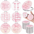 12 Pcs Pink Bow Coquette Mini Compact Mirrors Inspirational Christian Gifts Bulk for Women Portable Round Bible Verse Pocket Makeup Mirror Religious Gifts for Women Office School Church Party Favor
