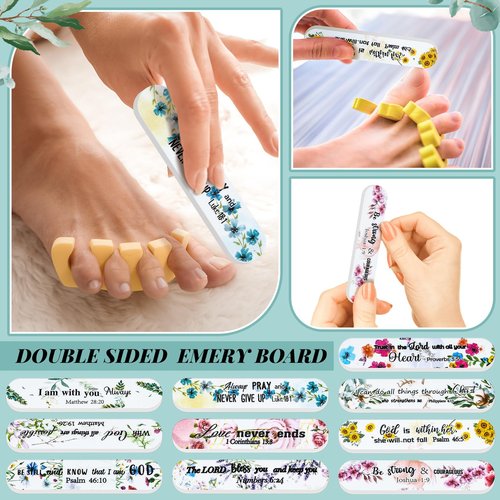 Lanties 50 Pack Christian Gifts for Women Scripture Mini Nail Files Christian Party Favors Bible Verse Emery Boards Religious Small Gifts for Teacher Mother Employee Staff Coworkers Office Supplies