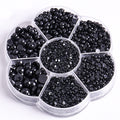 Xenophoer 5900 Pcs Half Pearls for Crafts Black Nail Pearls for Nail Art Falt Back Pearls for Makeup Craft Pearls for Artists Creative DIY Flatback Pearls for Nails (2/3/4/5/6/8/10mm) , (ZZ003)