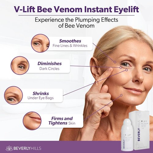 Beverly Hills V-Lift Bee Venom Eye Serum - Instant Lift for Dark Circles & Puffiness | 30mL (120 Day Supply)