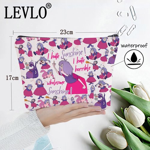 LEVLO Madam Mim Cosmetic Bag Movie Fans Gift I Hate Sunshine I Hate Horrible Whole Some Sunshine Makeup Zipper Pouch Bag For Women Girls (I Hate Sunshine Full)