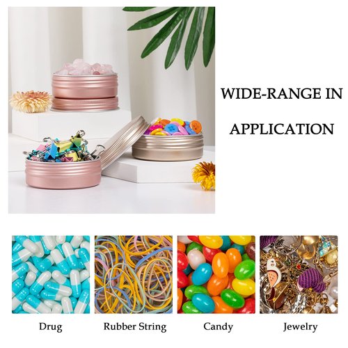 270pcs 0.5 oz / 15ml Bulk Packaging Screw Top Aluminum Tin Jar with Screw Lid and Blank Labels (Champagne)