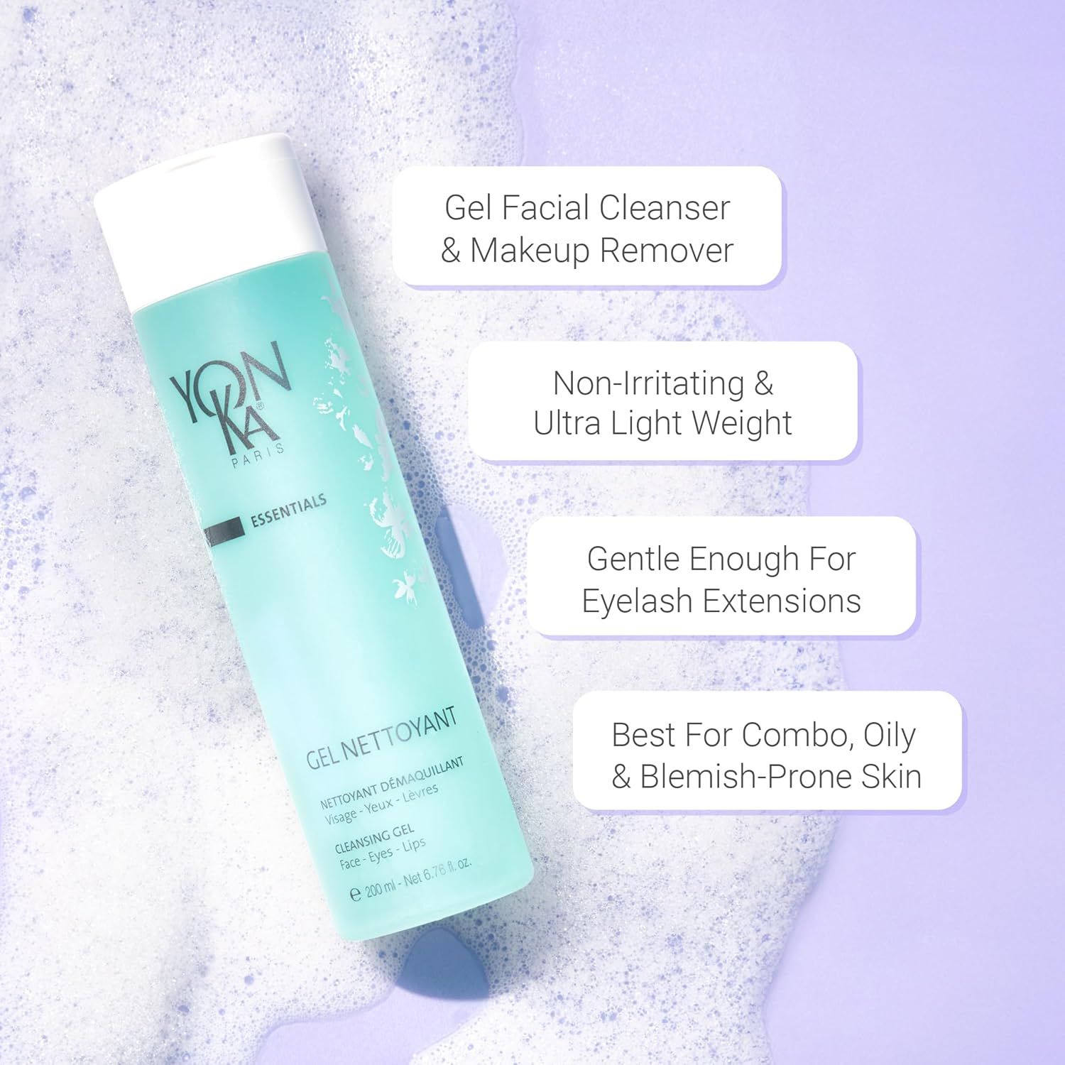 Yon-Ka Gel Nettoyant Facial Cleanser & Masque 103 Set - Gentle Foaming Face Wash & Detoxifying Clay Mask for Oily Skin | 6.76 fl oz & 3.30 oz