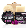 Viori Terrace Garden Shampoo & Conditioner Bar Set | Handcrafted Rice Water Formula for Hair Growth - Eco-Friendly Bamboo Holder