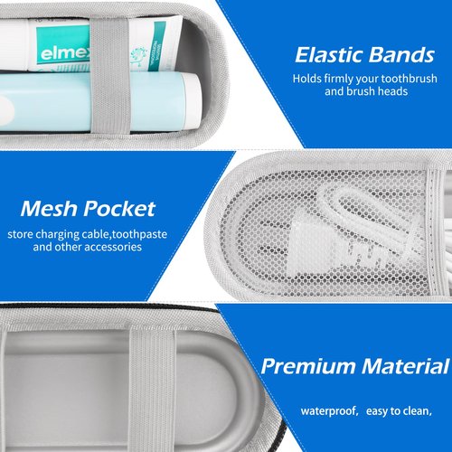 TYSORETY Toothbrush Travel Case for Oral B/Oral-B Pro 1000 1500 5000 7000 & Philips Sonicare 4100 1100 5300 5100 6100/iO Electric Toothbrush, Hard Protective Storage Bag (Black)