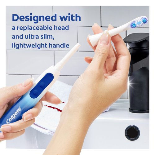 Colgate 360 Power Deep Clean Battery Operated Sonic Toothbrush, Soft Adult Toothbrush, Includes 1 AA Battery, Rubber Polisher, and Tongue and Cheek Cleaner
