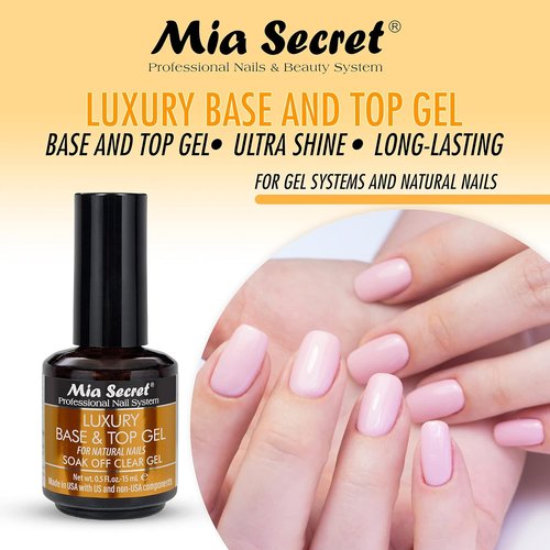 Mia Secret Clear Gel Polish - Luxury Base & Top Coat - High Gloss Finish - 15ml