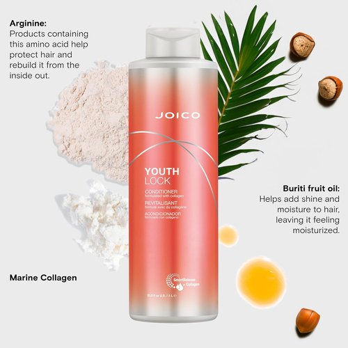 Joico YouthLock Conditioner - Collagen-Infused for Youthful Body & Bounce | Softens, Detangles & Boosts Shine