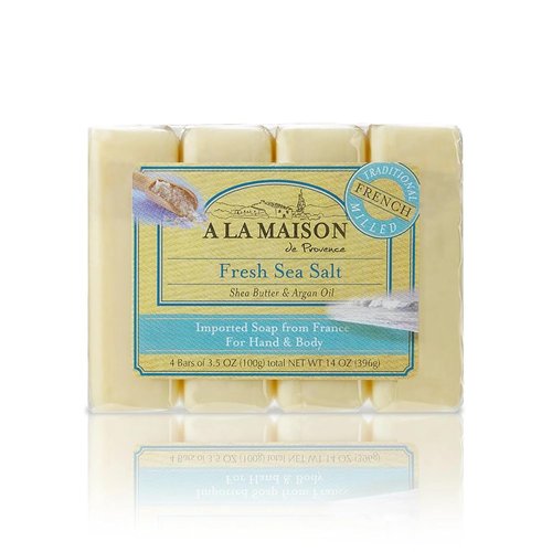 A LA MAISON Fresh Sea Salt Soap - Nourishing 4-Pack | 14 Ounces of Natural Cleanliness