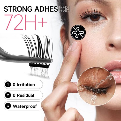 La Maesii Self Adhesive Eyelashes Kit, Natural Look 10-14mm Lash Clusters Kit Reusable Lash Clusters Pre-Glued DIY Eyelash Extensions, No Glue Needed, No Residue, Easy to Apply (Hybrid)