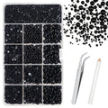 TOAOB 13000pcs Black Flat Back Pearl Beads Half Round Imitation Pearls 2mm to 10mm Assorted Sizes Plastic Gem Pearls for Crafts Nails Phone Shoes Making DIY Crafting Accessory