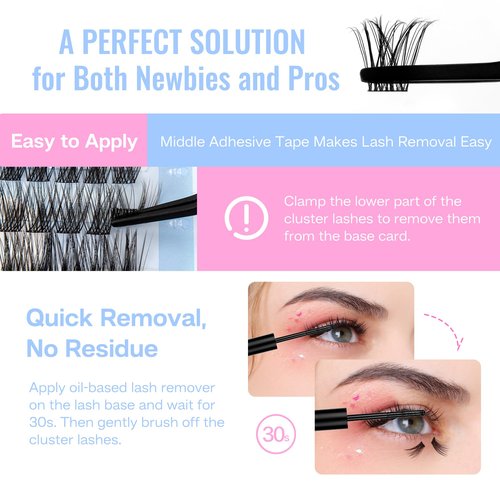 POPUP Lash Clusters Cluster Eyelash Extensions 168Pcs D Curl Natural Wispy Eyelash Clusters Mega Volume Reusable Individual Lashes Super Thin Band and Soft (703, 10-16MIX)