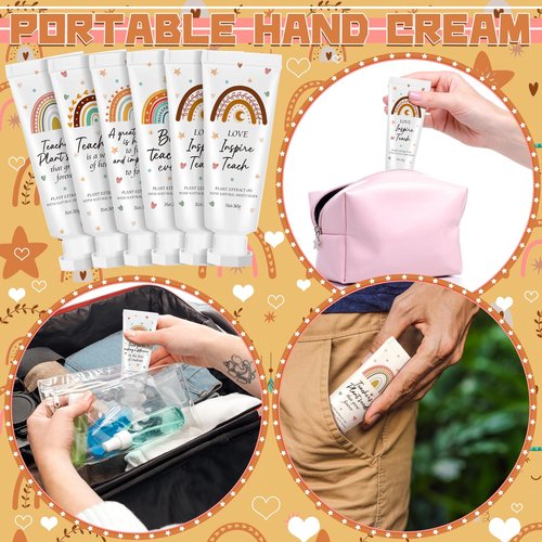 Dansib 12 Pcs Teacher Appreciation Gift Bulk Hand Cream Boho Rainbow Teacher Employee Staff Appreciation Hand Lotion Team Gift Bulk Travel Size Lotion Cream Moisturizing for Women Men Coworkers