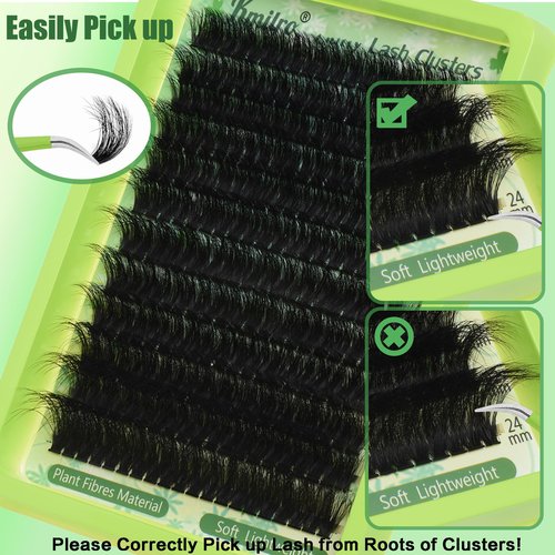 Lash Clusters Kit 14-24mm 180D Volume Clusters Eyelash Extensions 240Pcs Wispy Lashes Waterproof Individual Thick DIY Lashes Extension Kit with Lash Bond & Seal Tweezers, Replacement for Kmilro