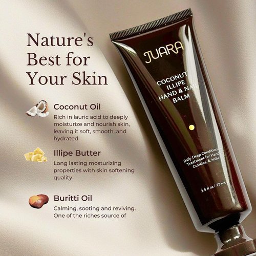 Juara Hand & Nail Balm - Anti-Aging Moisturizing Cream for Dry, Cracked Hands - Coconut Oil & Shea Butter