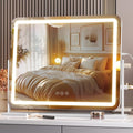 Hasipu Vanity Mirror with Lights, 22" x 18" LED Makeup Mirror, Light up Mirror with Smart Touch 3 Colors Dimmable, Brightness Adjustment, 360° Rotation (White)