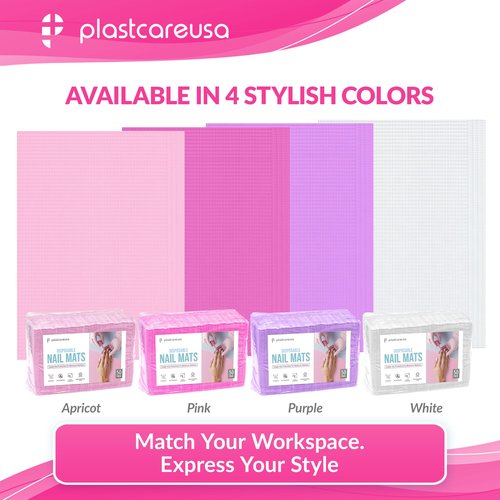 Disposable Nail Mats 50 Pcs - Salon Paper Towel and Table Cover for Nail Tech - 3 Ply Waterproof Manicure Prep Pads - Acrylic Art Supplies and Accessories (Pink)