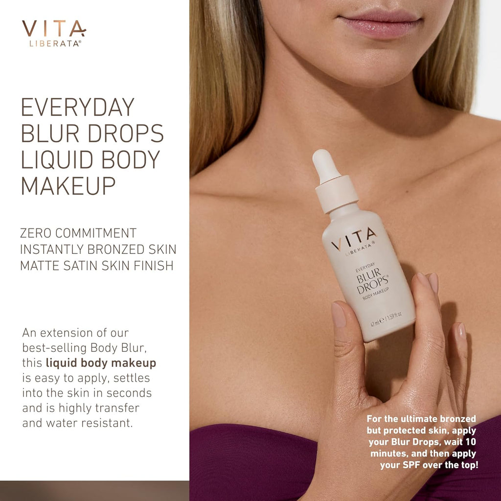 VITA LIBERATA Everyday Body Blur Drops - Medium 1.59 Fl Oz | Water-Resistant Body Makeup for Matte Finish