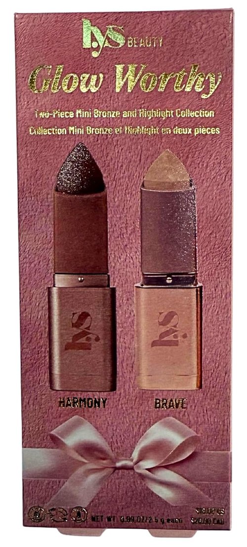 LYS Beauty Glow Worthy Mini Bronze & Highlight Stick Duo - Harmony & Brave | Cream Bronzer & Highlighter Set - 0.09 oz Each