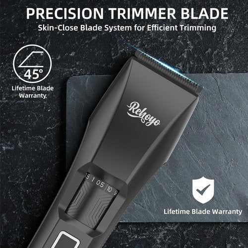 REHOYO Beard Trimmer for Men - Professional Cordless Hair Clippers with 20-Length Dial | Waterproof Stainless Steel Blades in Black