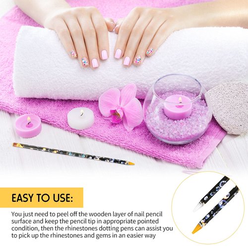 20 Pcs Rhinestone Picker Pen Set, 16 Yellow and White Self Adhesive Nail Dotting Wax Pen with 4 Triangular Bead Separator, Crystal Pick up Tools for Nail Art Diamond Painting