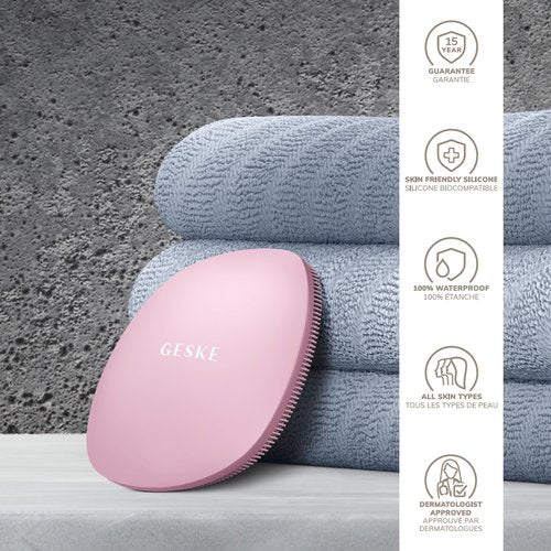 GESKE SmartAppGuided™ Facial Brush | 4 in 1 | Professional Facial Cleansing Brush | Skin Cleansing Silicone Facial Brush | Routine Skincare | Gentle Cleansing | Facial Cleanser