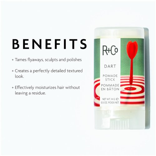 R+Co Dart Hair Wax Stick - Tame Flyaways & Sculpt Hair - Long-Lasting Texture | Vegan, 0.5 Ounce