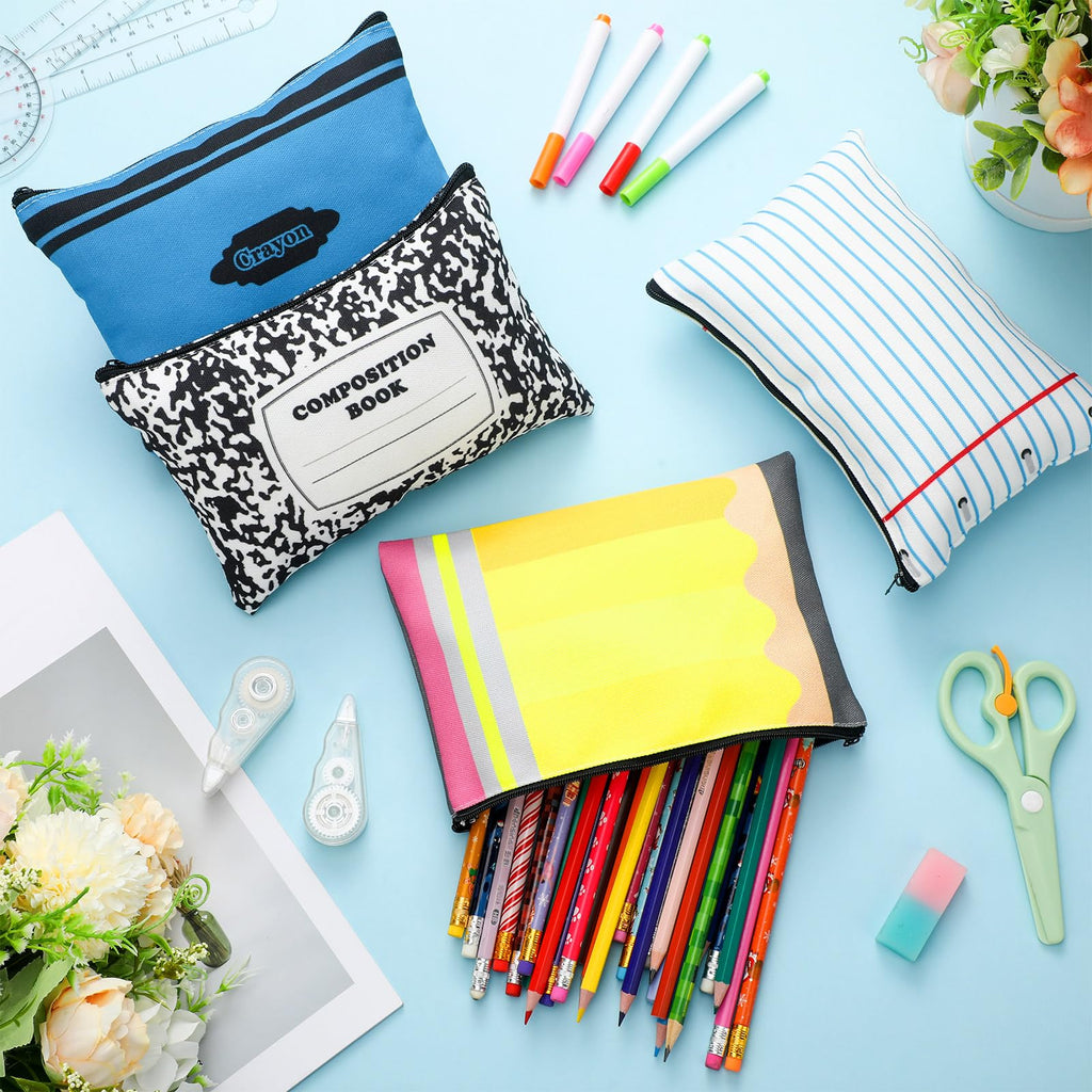 Yeyeplum 8 Pcs Teacher Appreciation Gifts Bulk Teacher Pencil Pouch Survival Kit Makeup Bags Thank You Gifts in Bulk Pencils, Crayons, Notebooks Designs Pencil Pouch Canvas 9 x 6 Inch