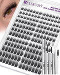 EYDEVRO Wispy Lash Clusters kit Eyelash Clusters Kit Natural Cluster Eyelash Extensions 10-16mm D Curl Cluster Lashes Salon-quality DIY Lash Extensions Kit at Home Lash Bond and Seal, Tweezers, Brush