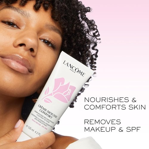 Lancôme Créme Mousse Confort Foaming Facial Cleanser - Gentle Hydrating Makeup Remover with Rosehip Oil | 4.2 Fl Oz