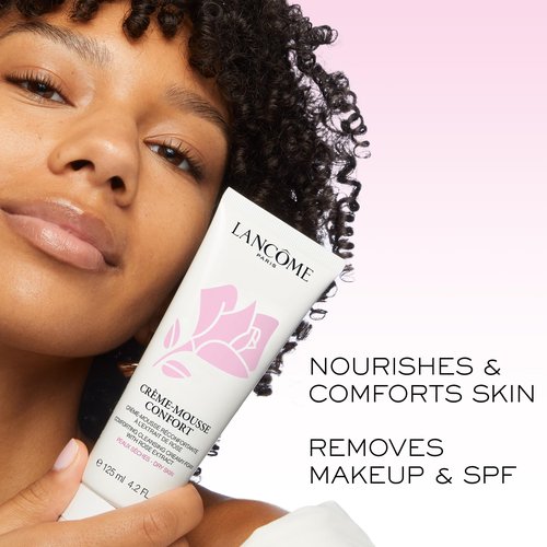 Lancôme Créme Mousse Confort Foaming Facial Cleanser | Comforting Cream Cleanser & Makeup Remover with Rosehip Oil | Gentle Hydrating Face Wash for Soft, Radiant Skin | 4.2 Fl Oz