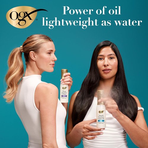 OGX Plump Emulsion Hair Mist | Volumizing Conditioning Spray with Marula Oil, 6.5 fl. oz - 72-Hour Weightless Hold