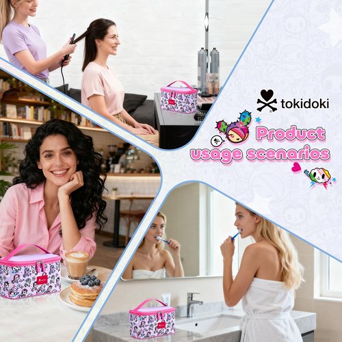 Tokidoki Official Licensed Travel Makeup Bags Toiletry Bags for Women Cosmetic Organizer Bag Large Capacity Travel Makeup Case Organizer
