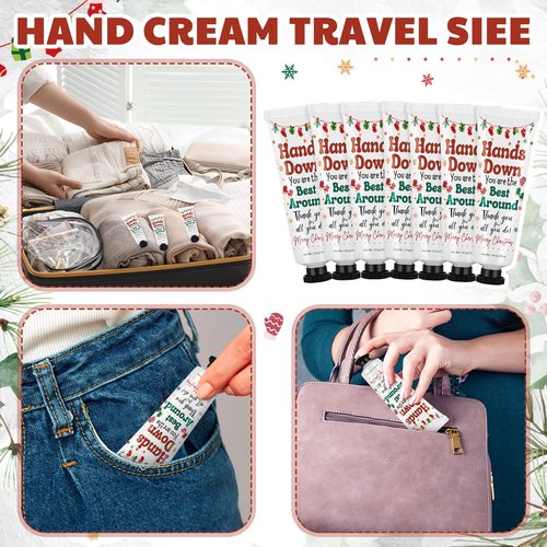 Loopeer 24 Pcs Christmas Hand Cream Gift Set Bulk Christmas Mini Hand Lotion for Women Travel Size Holiday Gifts Stocking Stuffer & Bulk Appreciation Gifts for Staff Employee Coworker Mom 30 ml