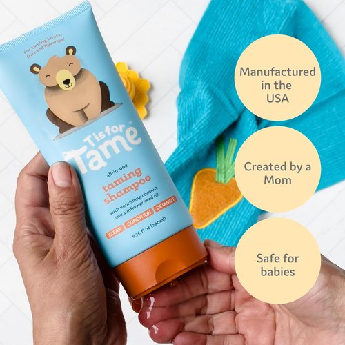 T Is For Tame - 3-in-1 Baby Shampoo, Conditioner & Detangler | Tear-Free, Hypoallergenic, Plant-Based - 6.76 fl oz