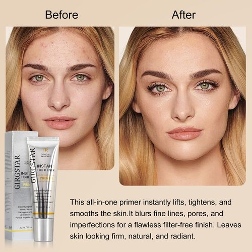 Girgstar Instant Face Blurring & Firming Primer for Face Before Makeup - Perfection Tightener Visibly Smooths the Look of Fine Lines, Wrinkles & Pores - Grips Makeup for Long Wear & Shine Control