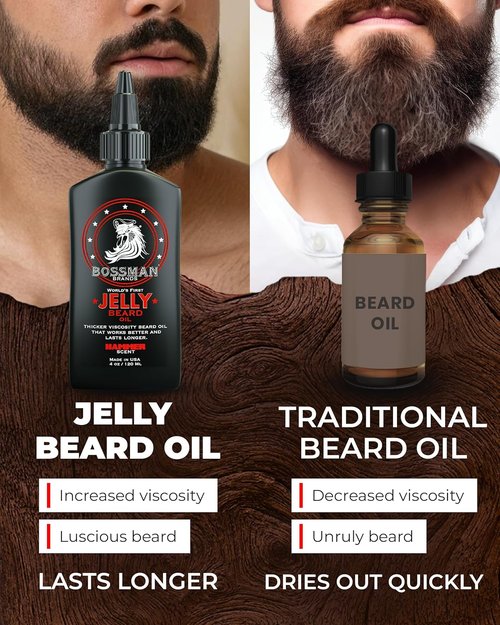 Bossman Jelly Beard Oil - Softens & Moisturizes for Men | 4 oz Hammer Scent with Natural Ingredients
