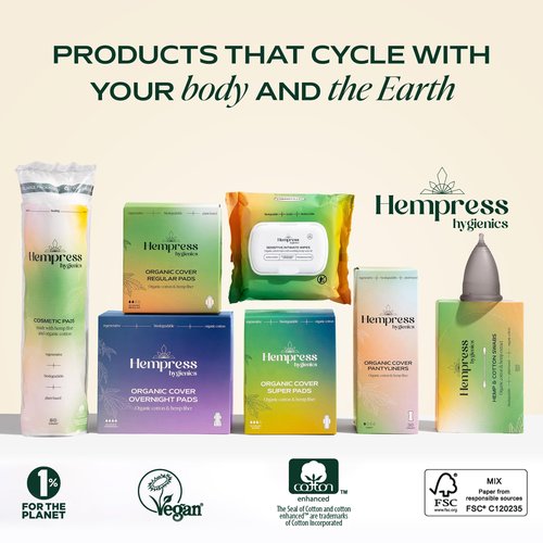 Hempress Hygienics Organic Cotton Rounds for Face, Exfoliating & Gentle Makeup Remover Pads, Perfect for Cleansing, Toning, Refreshing and Applying Skincare, Vegan and Hypoallergenic (270 Count)
