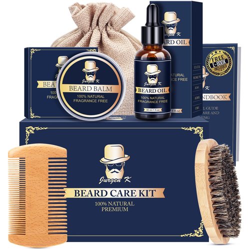 Jurgen K Birthday Gifts for Men, Beard Kit for Men's Daily Grooming, Moisturize & Soften Facial Hair, Men's Self Care Set, Anniversary | Birthday Gifts for Him Husband Boyfriend Dad Son