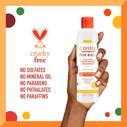 Cantu Care for Kids Nourishing Shampoo - Tear-Free Formula with Shea Butter | 8 fl oz (Pack of 3)