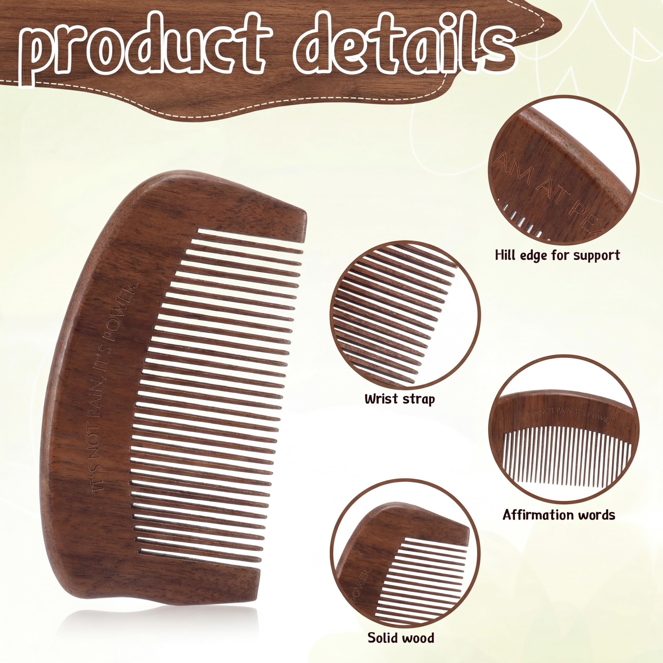 Yiyiring 40 Sets Birthing Comb for Labor Pain Labor Combs with Affirmation Card for Pregnant Women Wooden Engraved Stress Bitrh Relief Comb for Delivery Support Relief Self Care