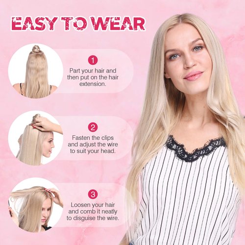 Halo Hair Extensions Real Human Hair, MY-LADY Adjustable Halo Extensions Real Human Hair, 12 inch Medium Brown Women's Long Straight Hair Invisible Wire Hair Extensions