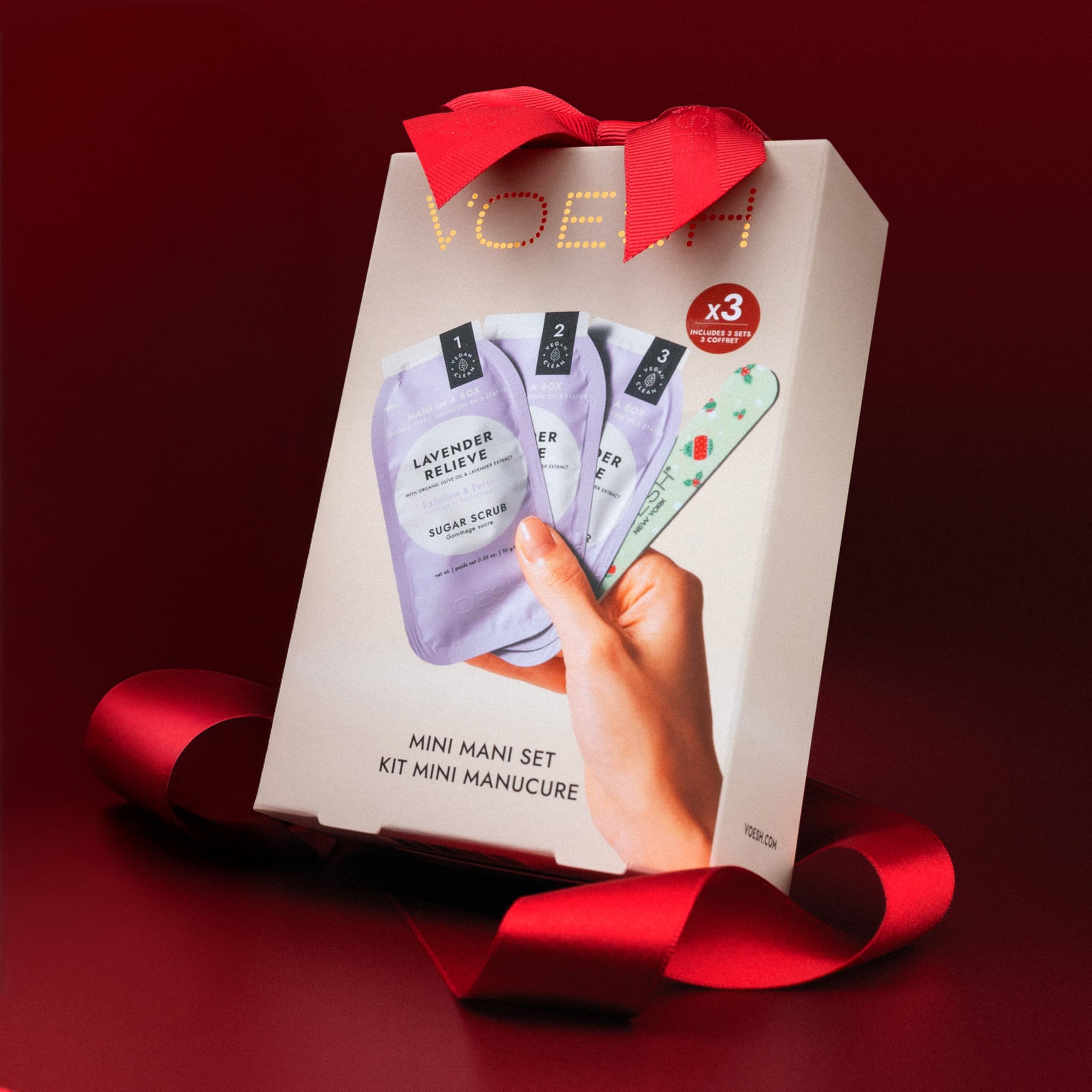 VOESH Mini Mani Gift Set - Complete 3-Step Hand Treatment: Includes 3 sugar scrubs, cream masks, and massage butters to exfoliate, moisturize & nourish dry hands - K-Beauty Korean Skincare