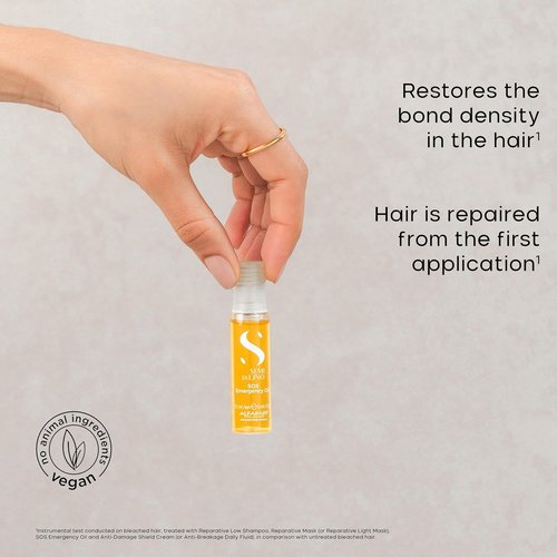 ALFAPARF MILANO Semi Di Lino Reconstruction Oil - SOS Emergency Treatment for Strengthening & Repairing Damaged Hair - Vegan Hydrating Oil (6 Vials/2.64 oz)