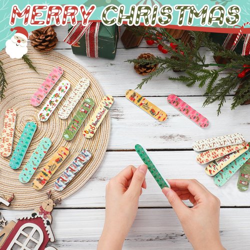 100 Pack Christmas Mini Nail Files Gifts Bulk Holiday Mini Emery Boards Double-Sided Christmas Party Nail Files Favors Bulk Stocking Stuffers for Employee Appreciation Teacher Staff Coworkers
